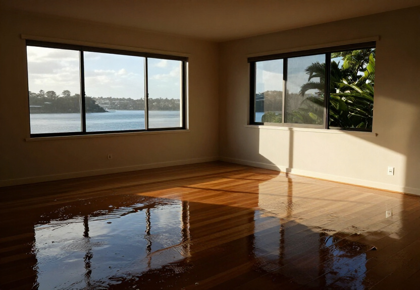 Water-damaged wall in a Horningsea Park home before drying